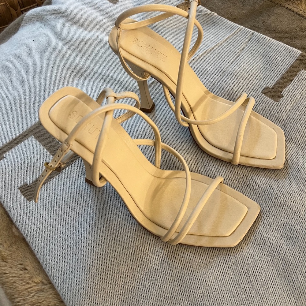 Schutz Women's Cream Strappy Sandals - Picture 4 of 4